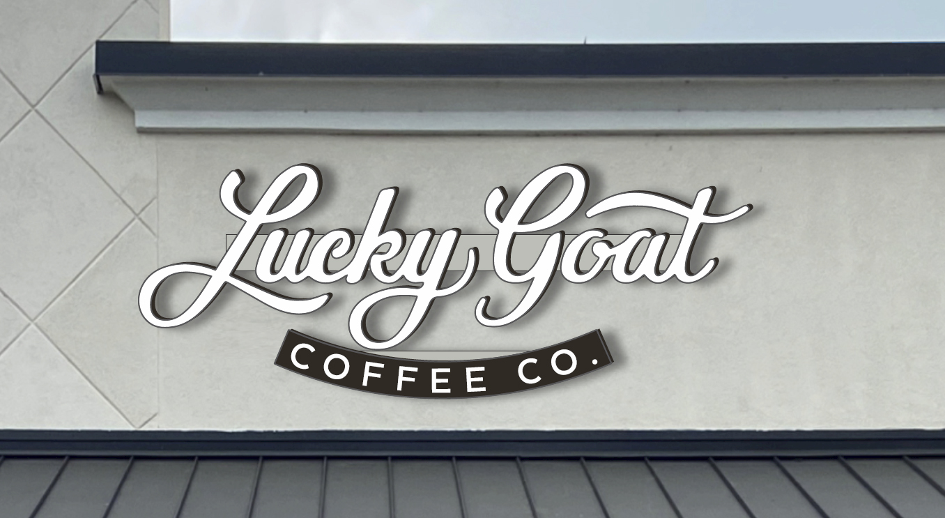 An artist's rendering of the Lucky Goat Coffee Co. sign.