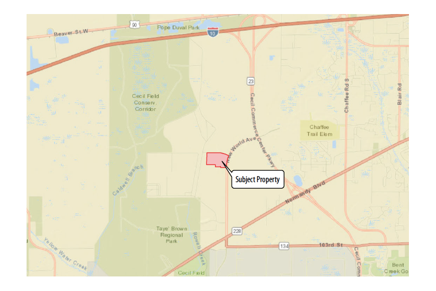 Hillwood, the master developer at Cecil Commerce Center, is working with a prospect for property on Parcel F at southwest POW-MIA Memorial Parkway and Waterworks Street.