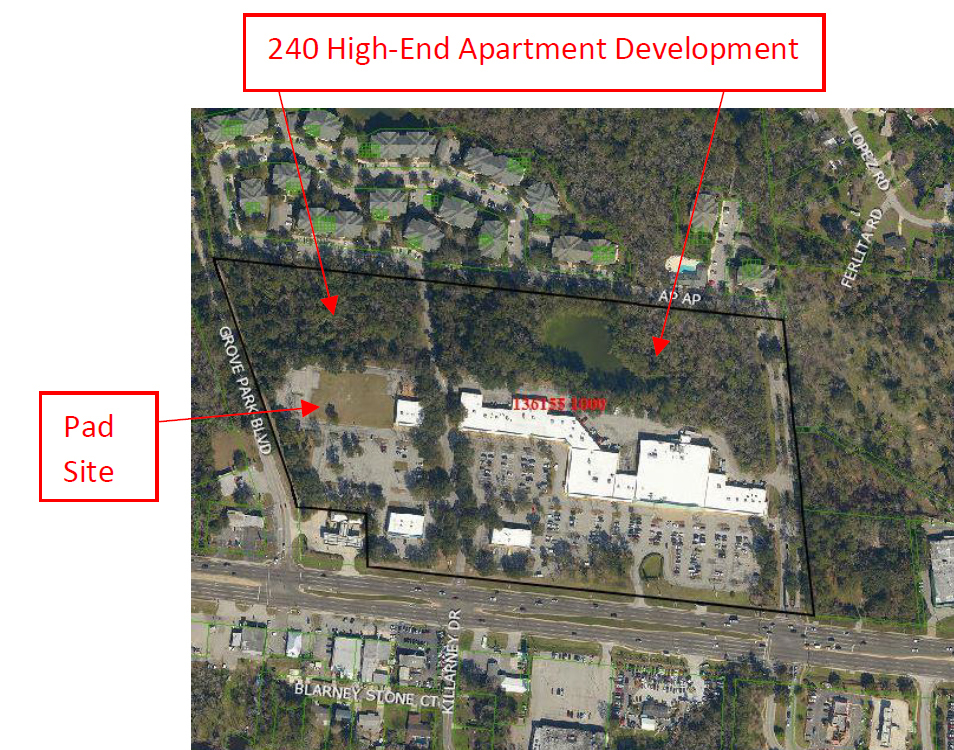 Hakimian Holdings Inc. intends to build 20,000 square feet of speculative retail space on the western pad and sell 11 acres to the north for development of 240 apartments.