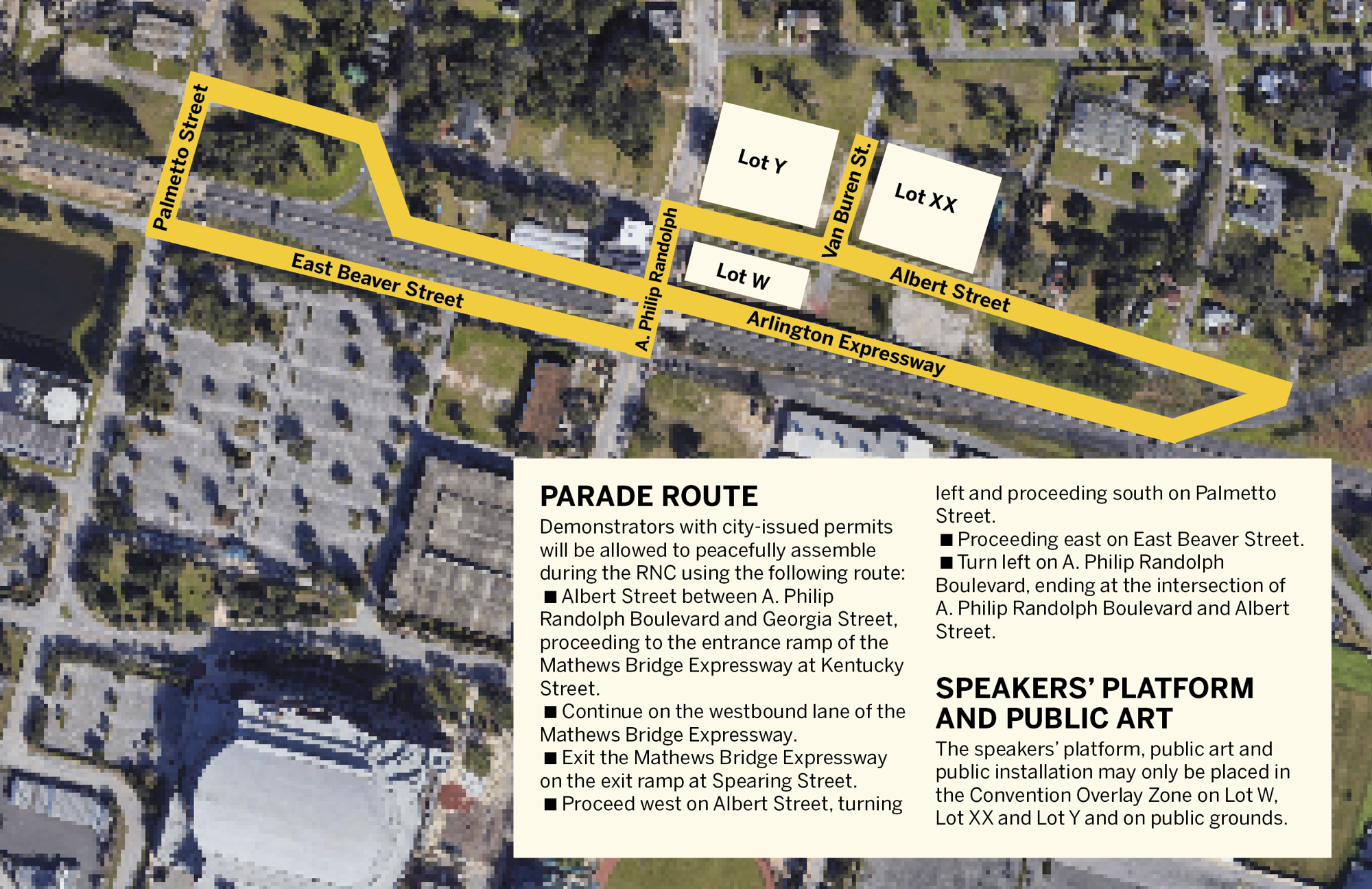 This is a map created by the Daily Record of the parade route and speakers' platform areas.