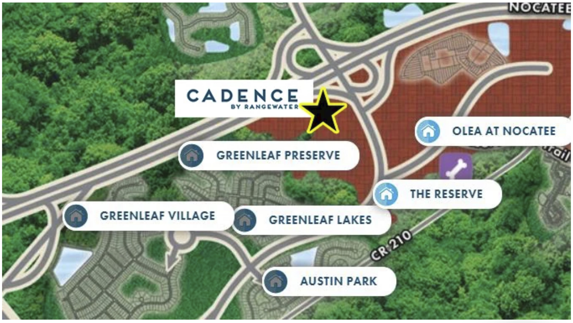 The Cadence by RangeWater is planned on 14 acres on the Duval County side of Nocatee. The master-planned community of Nocatee primarily is in northern St. Johns County.
