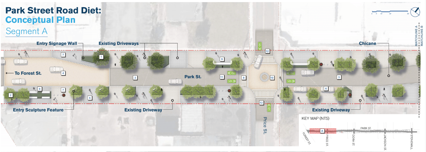 A rendering of the Park Street road diet.