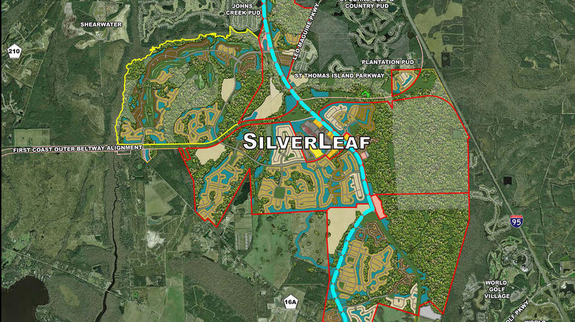 SilverLeaf is in northern St. Johns County, west of I-95 and south of County Road 210.