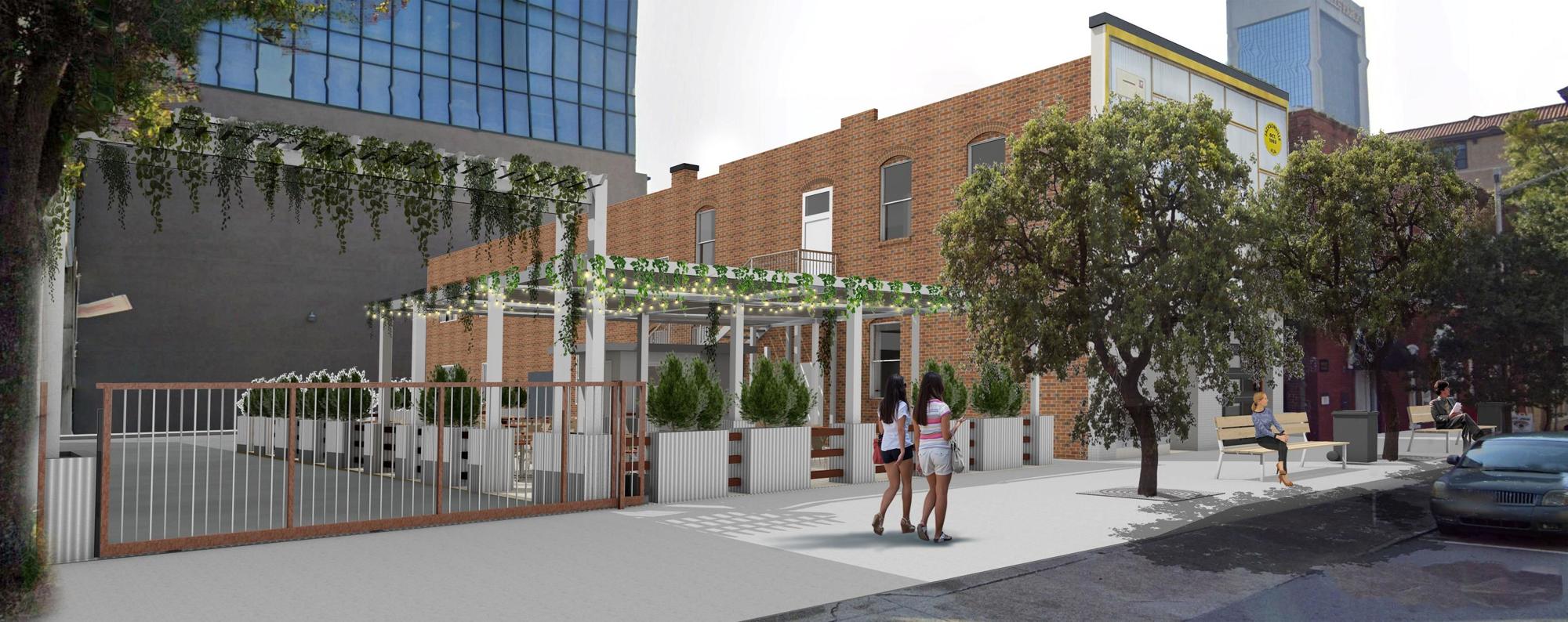 A rendering of Ruby Beach Brewing Co. from along the street.
