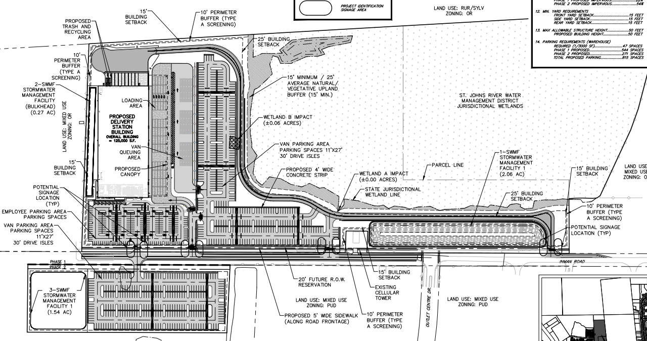 The site plan for the Amazon facility.