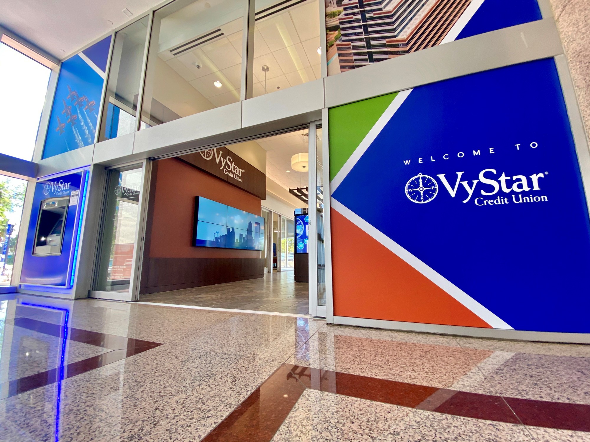 The entrance to the Downtown VyStar branch at 76 Laura St.