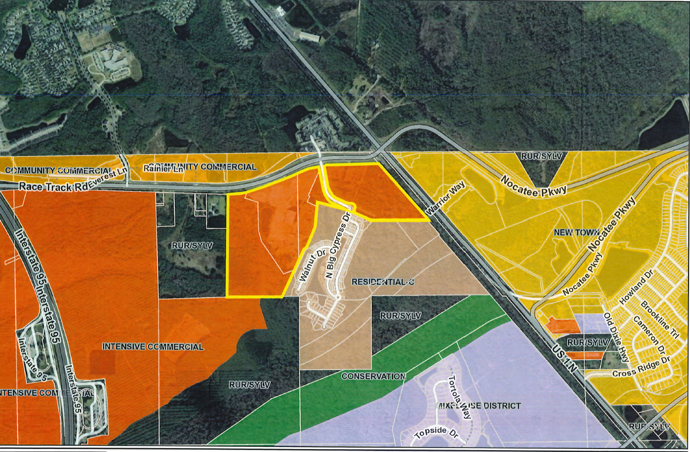 A map of future land use designations for the Grand Cypress site and area.