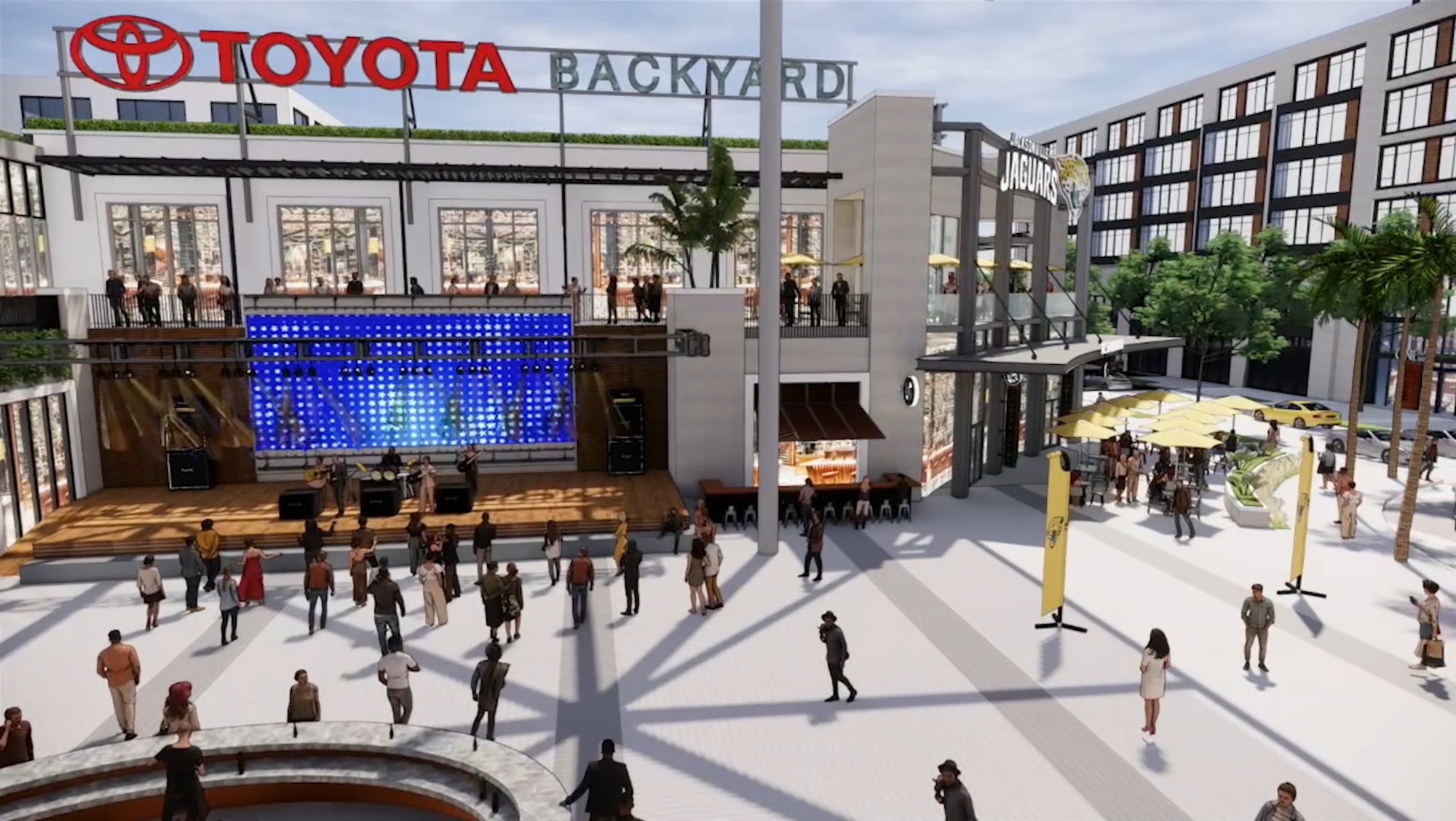 Street-level retail along with indoor and outdoor entertainment space is included in the Lot J project.