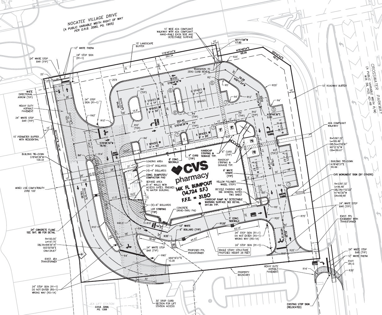 The site plan for the CVS Pharmacy.