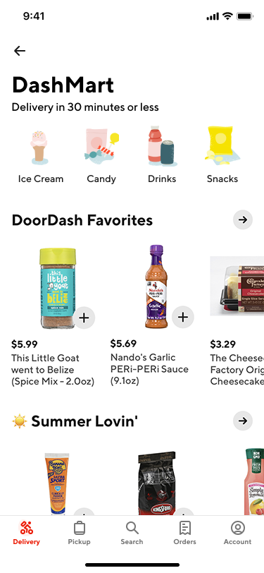 Examples of items offered for sale by DashMart.