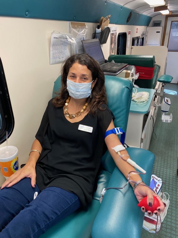 Jacksonville Bar Association President Michelle Bedoya Barnett donated a pint of blood to OneBlood on Oct. 16 during the association’s inaugural barbecue at the former site of the Jacksonville Landing.