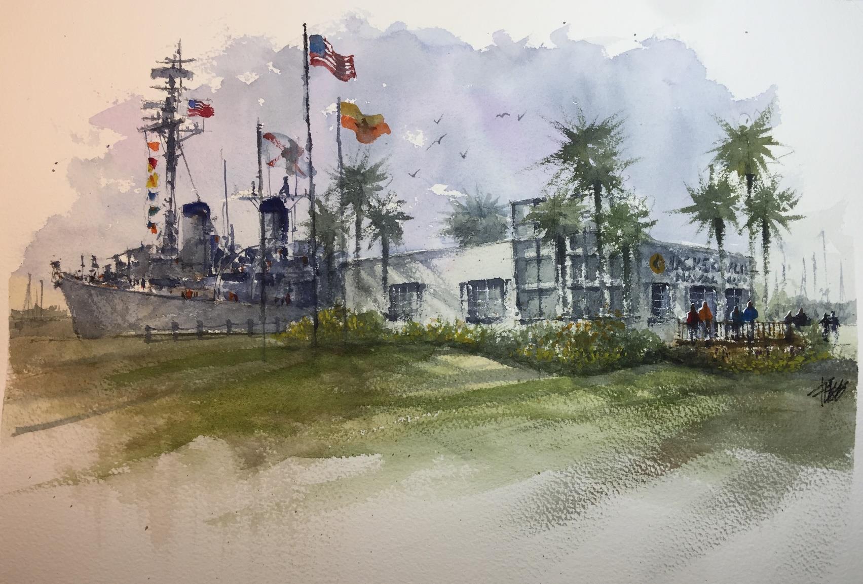Conceptual artwork of USS Orleck DD-886 Naval Museum.
