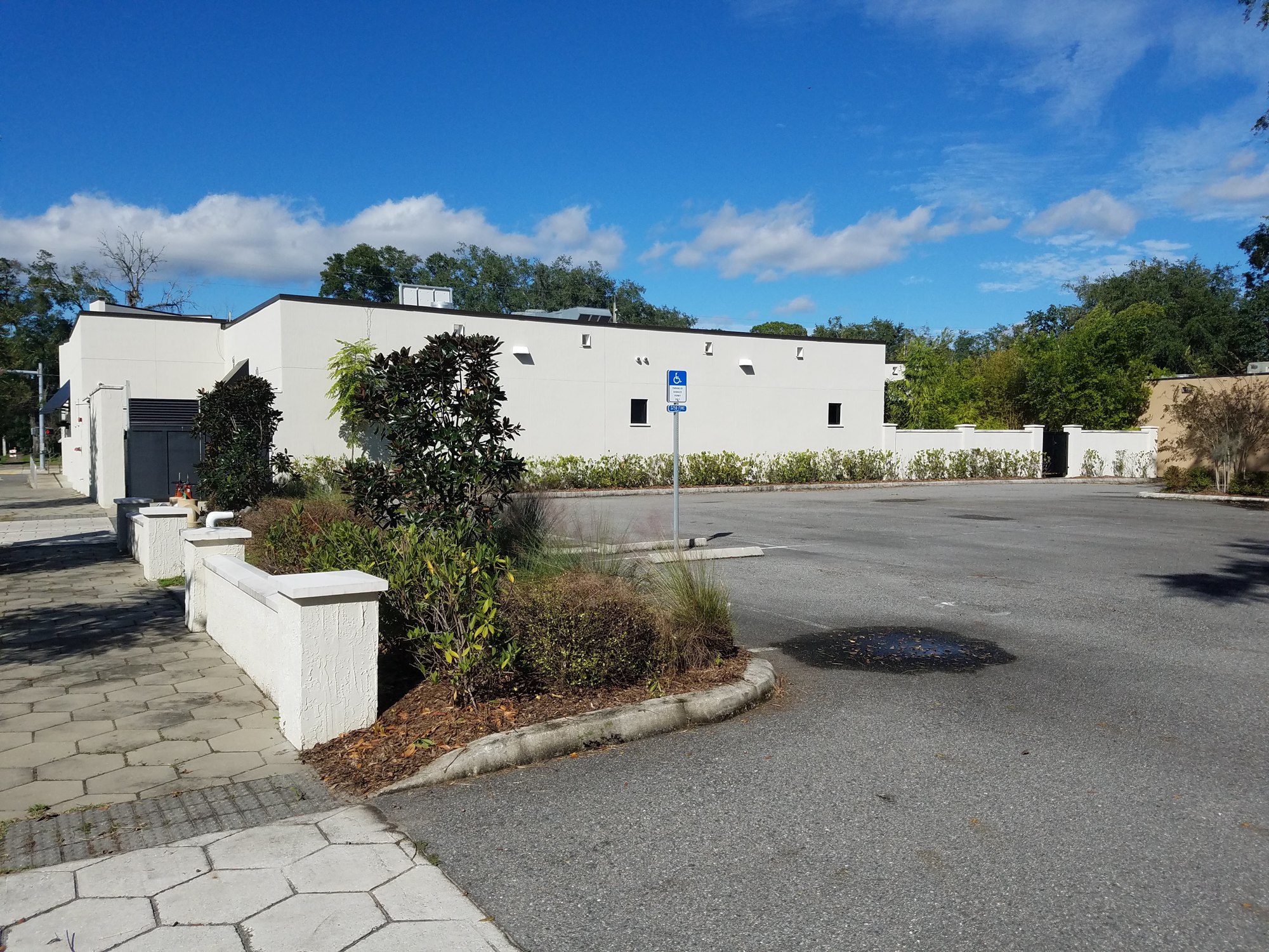 The restaurant parking lot.