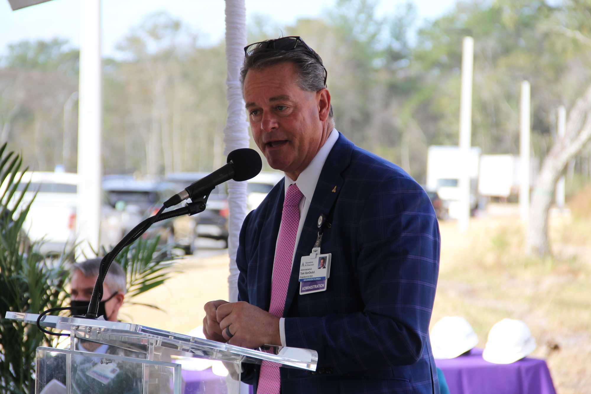 Tom VanOsdol, president and CEO of  Ascension St. Vincent’s, speaks at the groundbreaking.