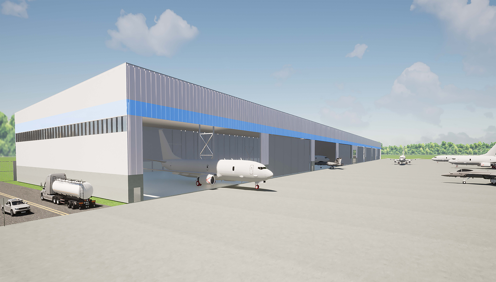 An artist's rendering of the new hangar planned at Cecil Airport in West Jacksonville.