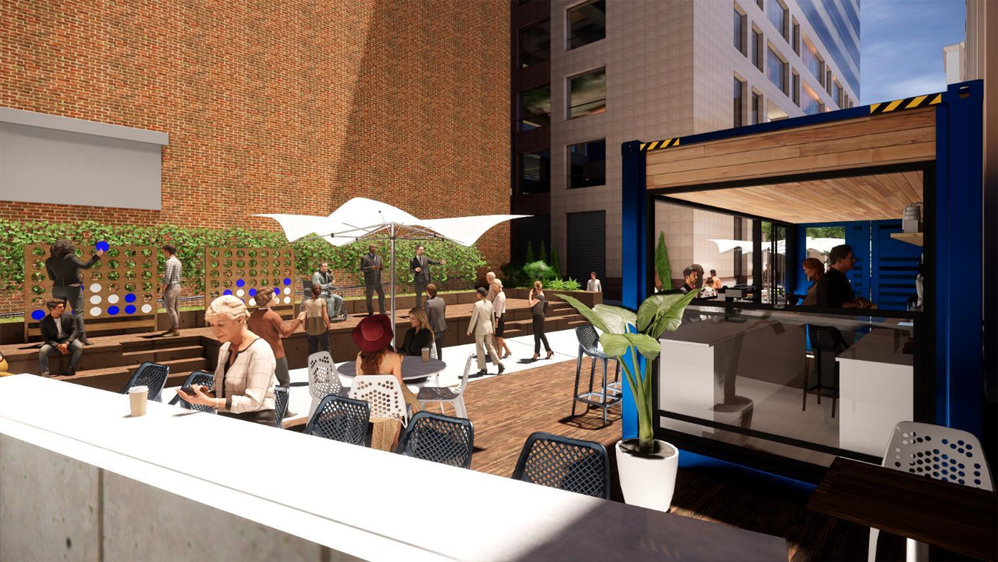 The breezeway will offer seating for The Bread & Board restaurant under construction at 100 W. Bay St. 