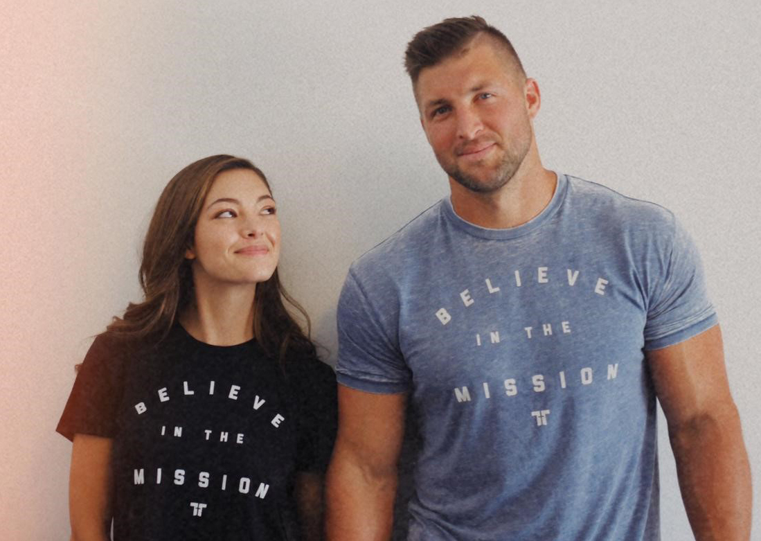 Former Florida Gators QB Tim Tebow and his wife, Demi-Leigh Nel-Peters. The couple married in January.