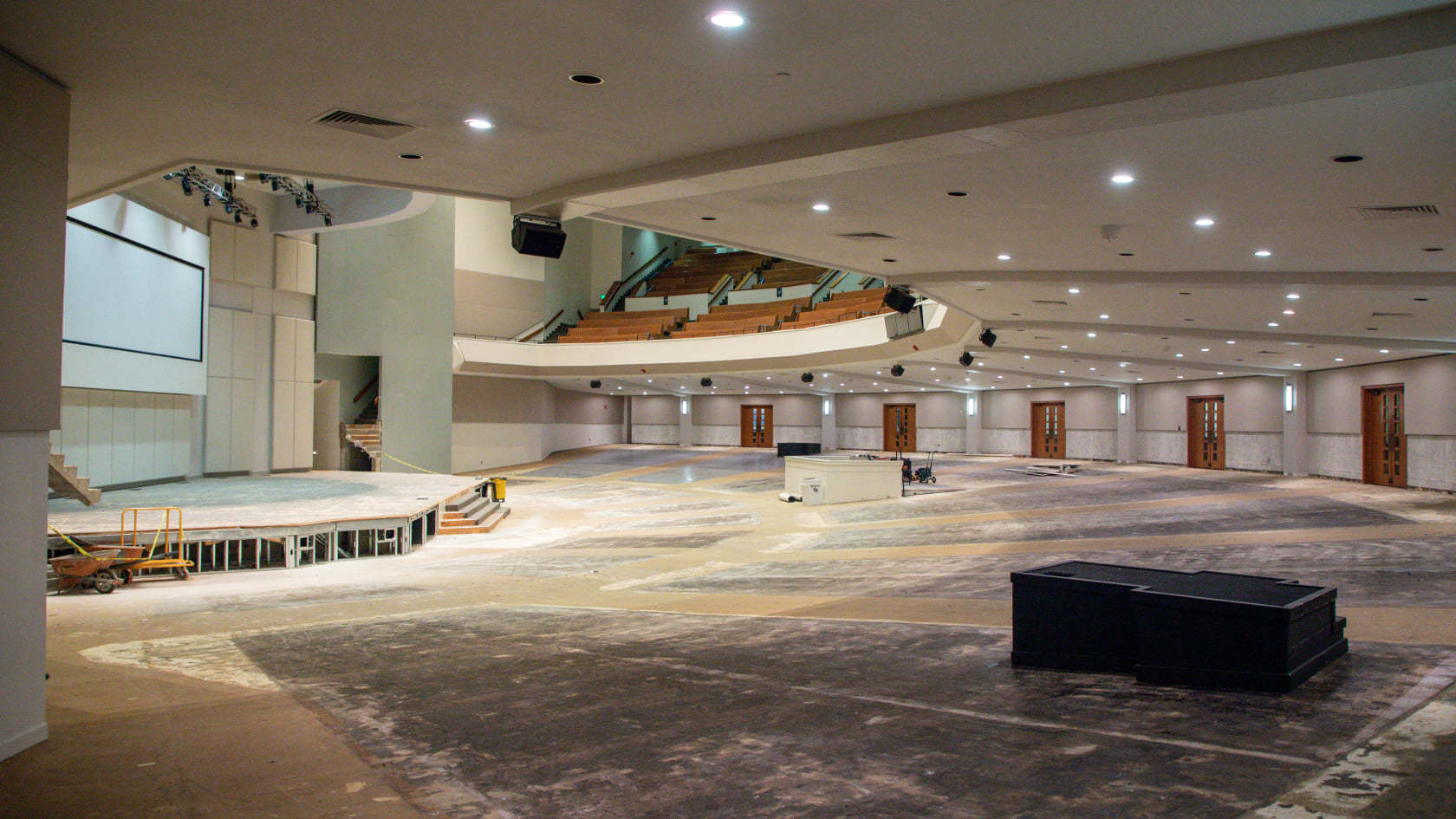 Renovation work at Lindsay Memorial Auditorium in this photo from Dec. 3 from the First Baptist Church Facebook page.