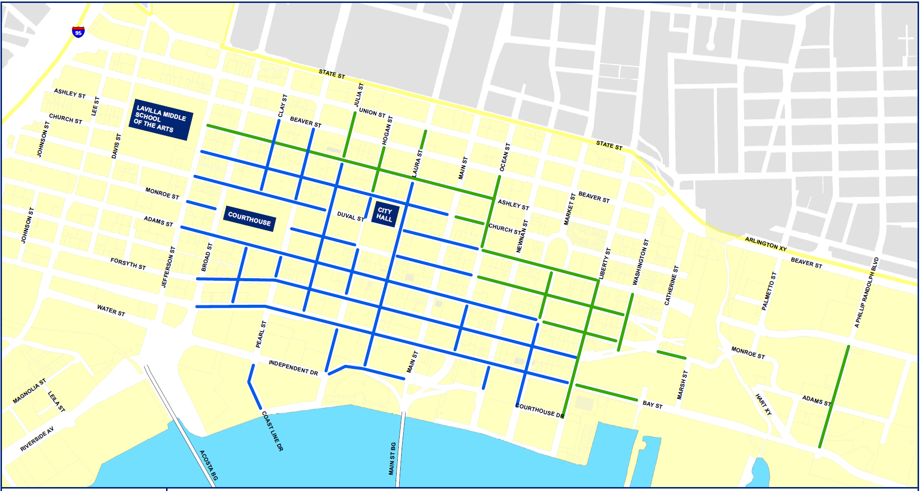 Parking rates will be going up at the high-demand areas marked in blue.