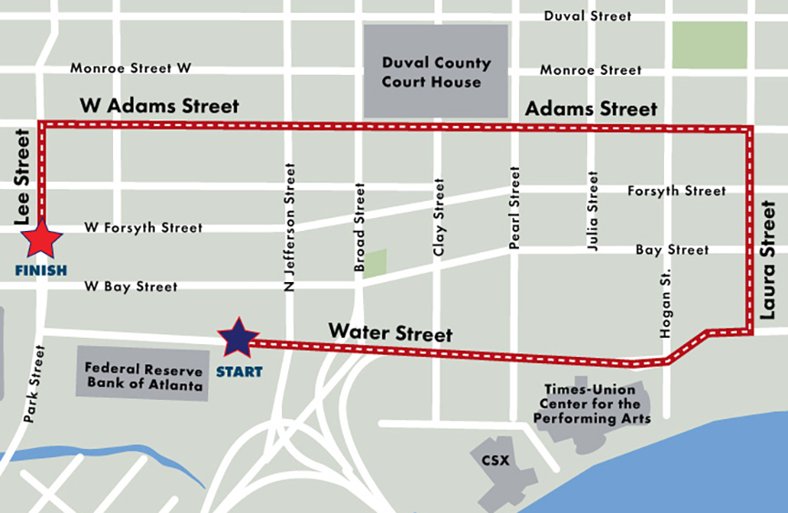 The parade route through Downtown.