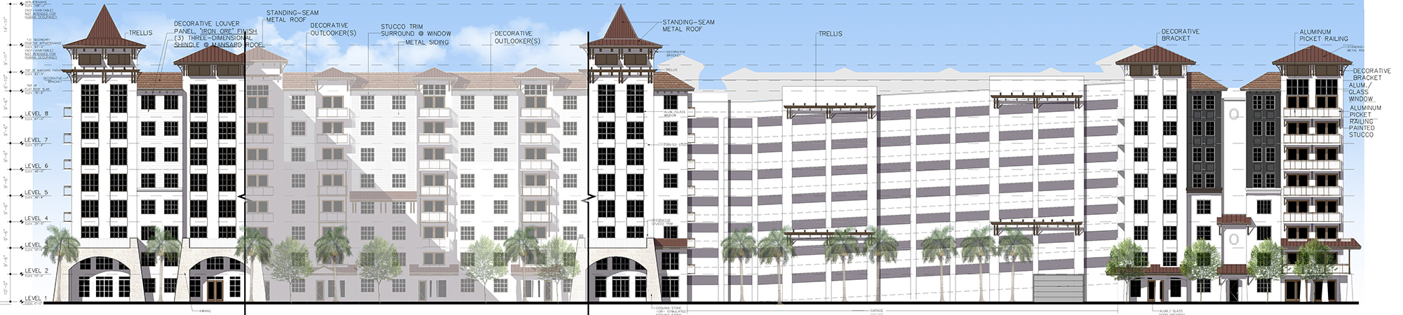 The west elevation of RD River City Brewery apartments.