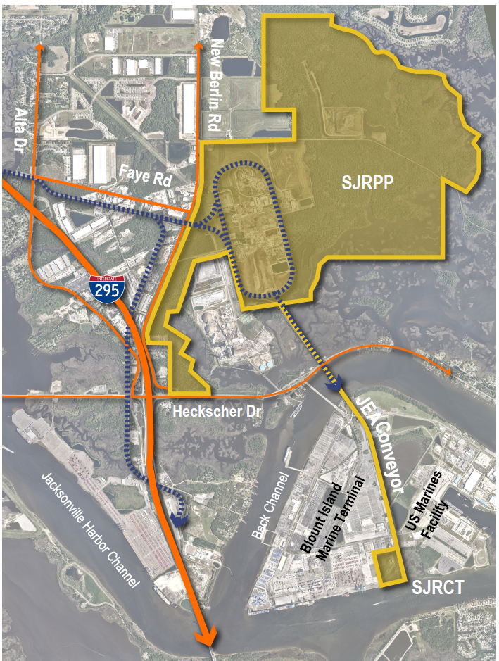 A map of the 2,000-acre JEA site.