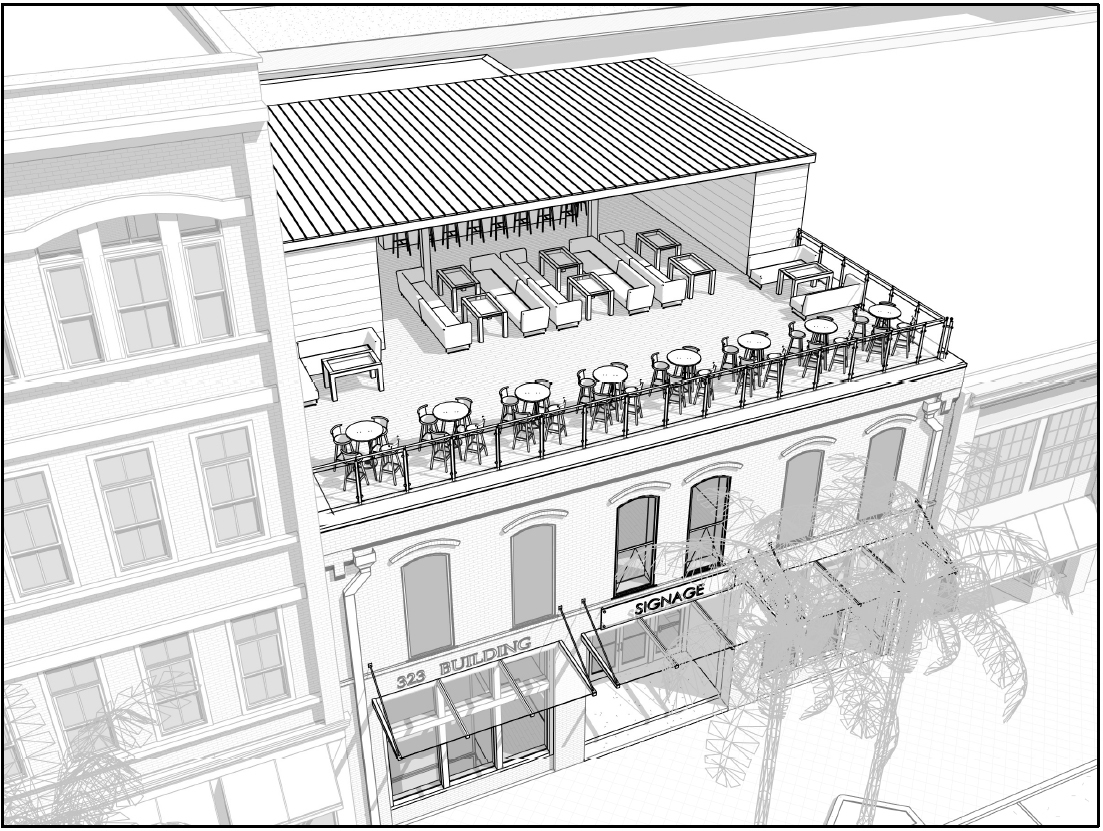 A closer look at the plans for the rooftop bar.