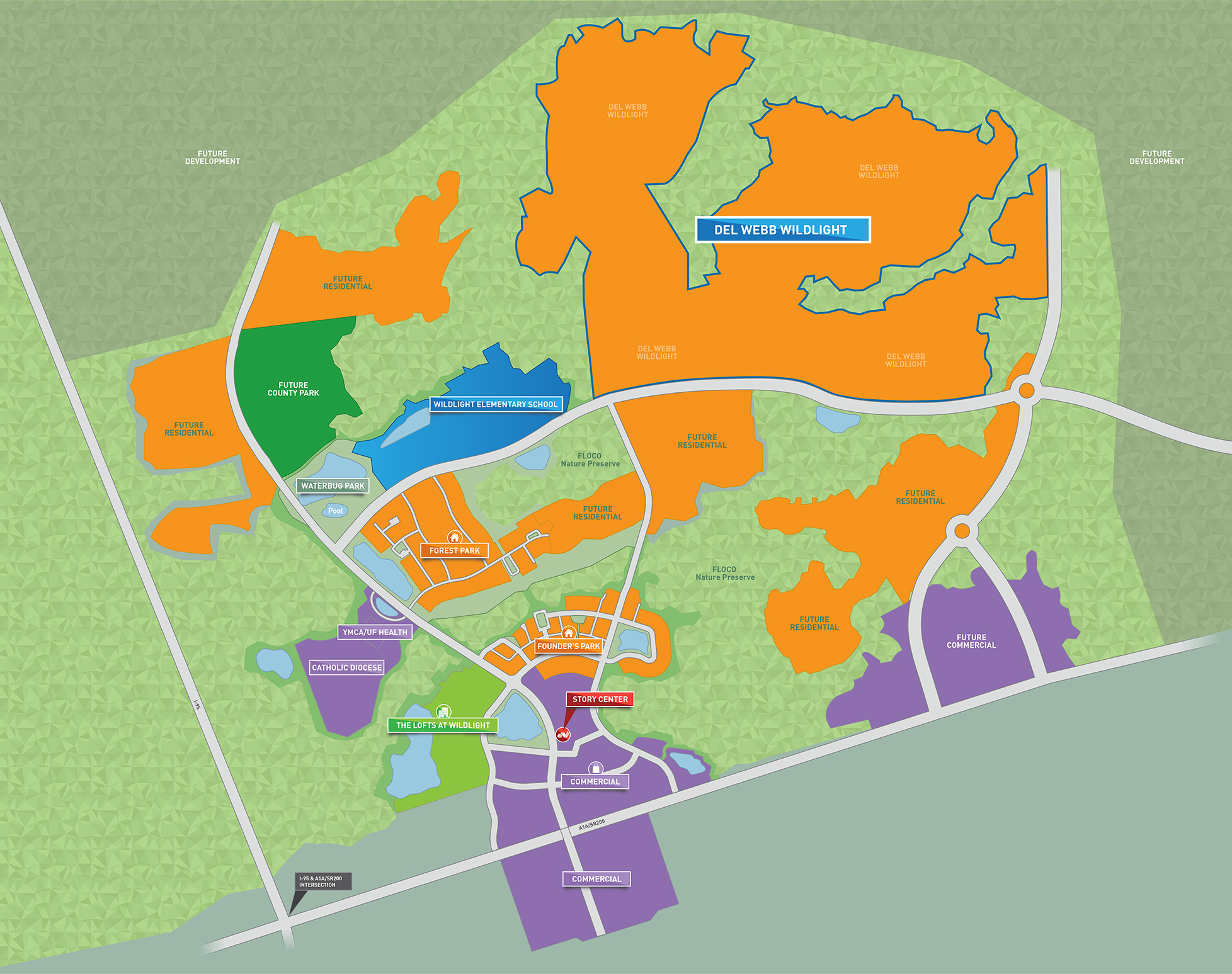 A map of the Del Webb Wildlight area.