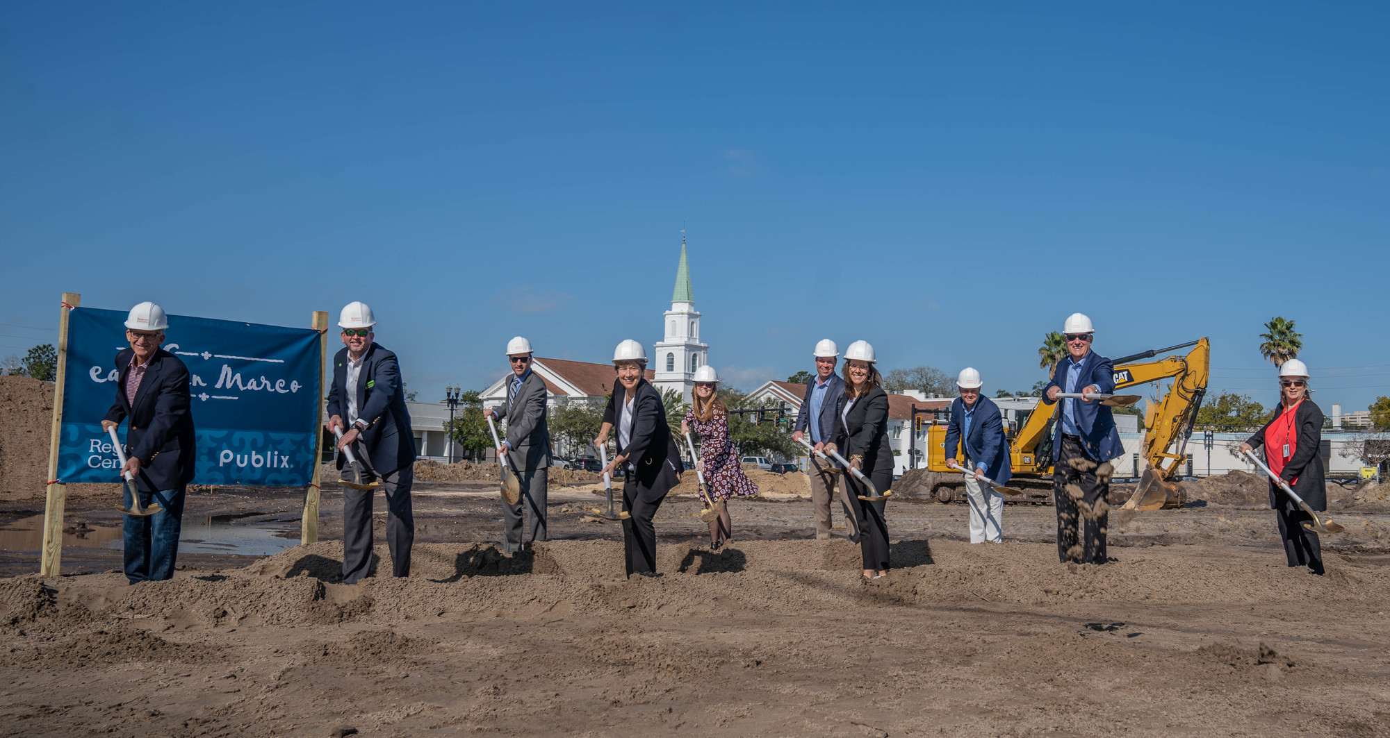 The dirt begins to fly as city, Publix, Recency Centers and other officials break ground on East San Marco.