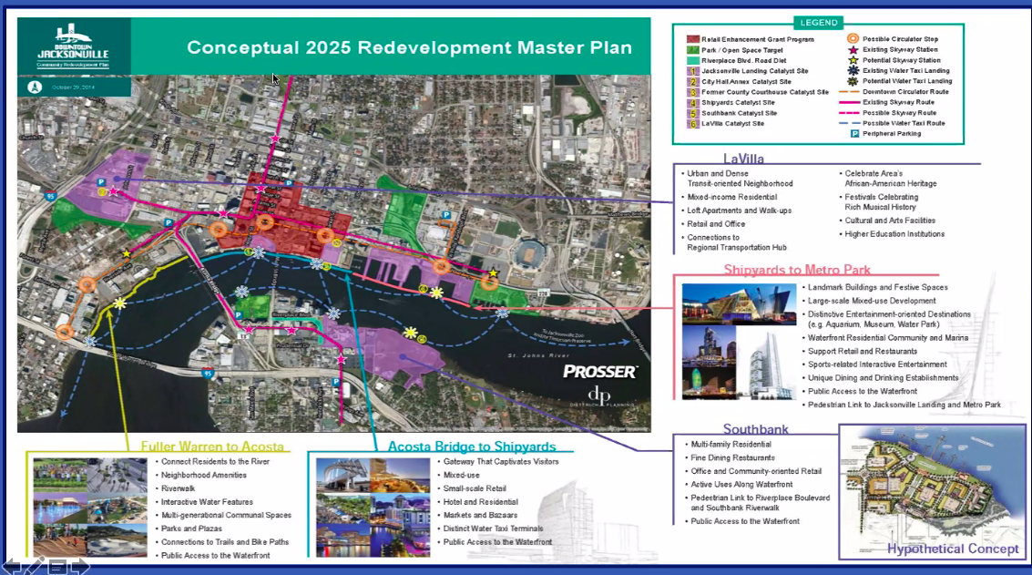 A slide shows the areas planned for redevelopment.