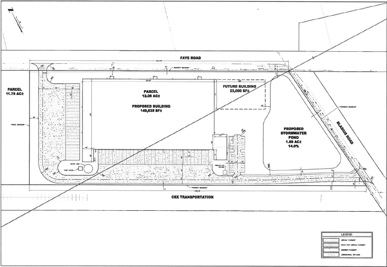 A site plan for the proposed FlexCold warehouse in North Jacksonville.