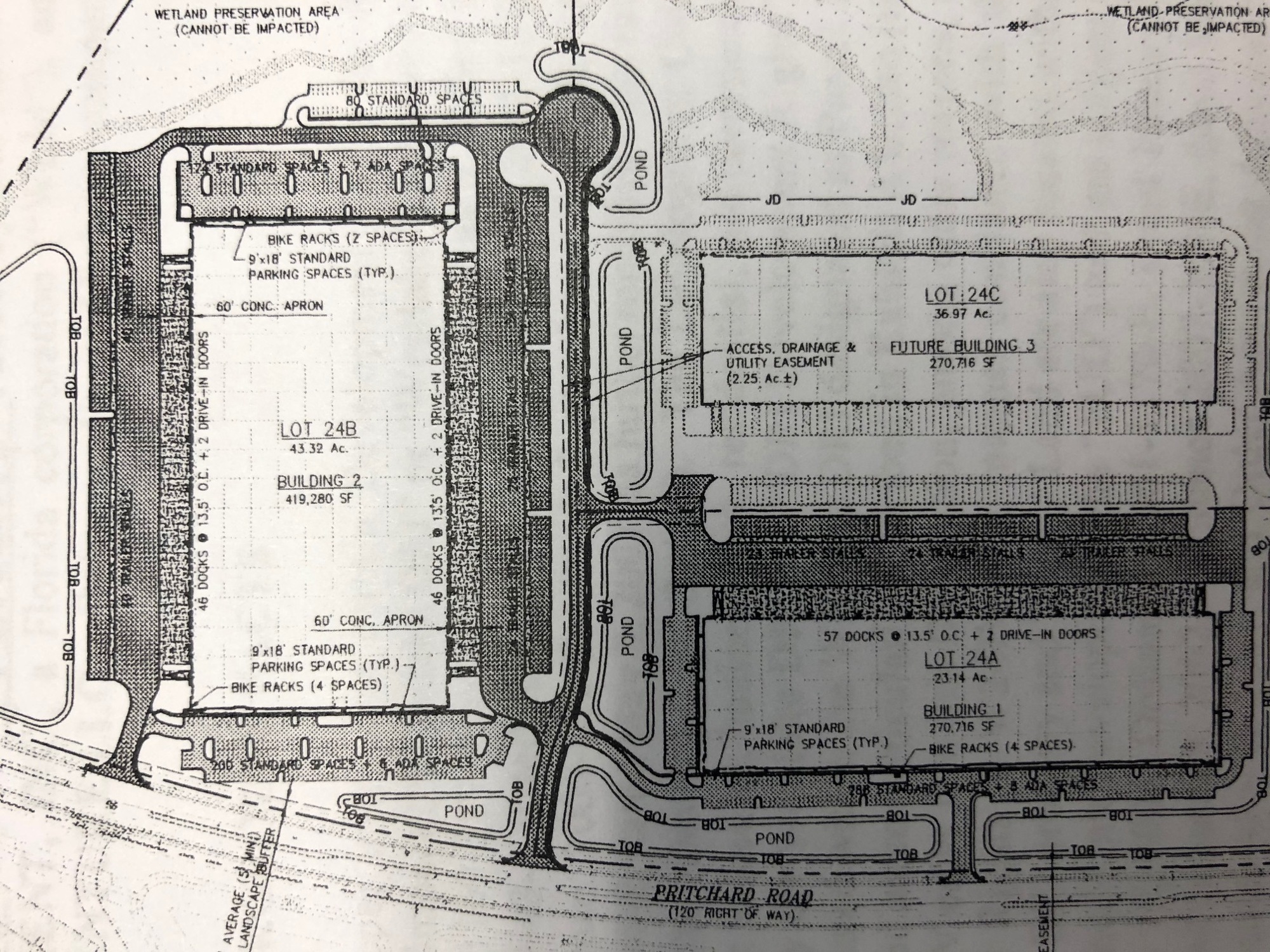 A site plan for Becknell Industrial’s proposed warehouse center on Lot 24 in Westlake.
