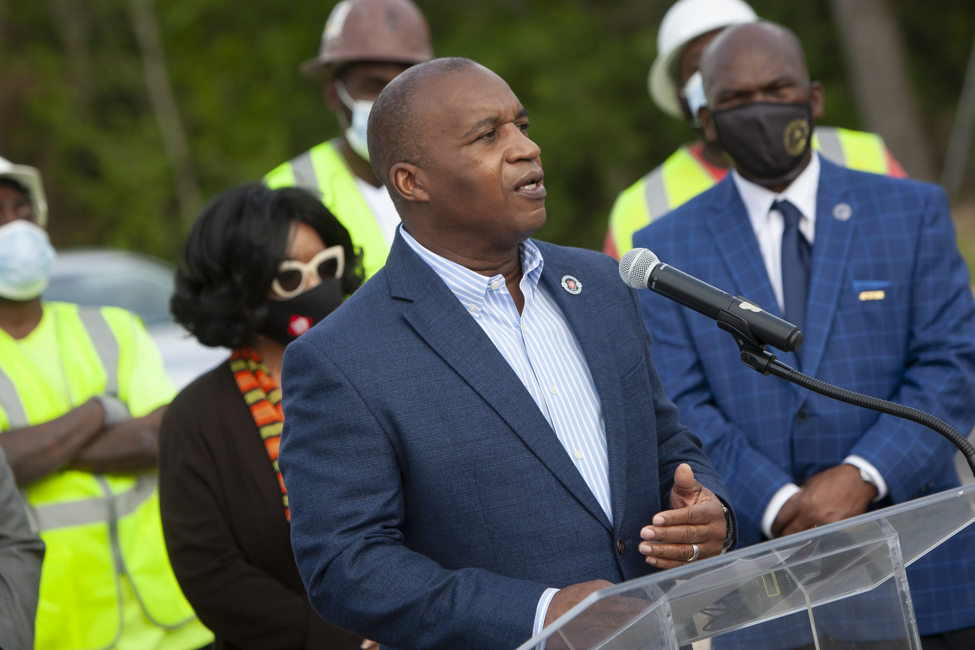 JTA CEO Nathaniel Ford  speaks at the March 18 news conference. (City of Jacksonville photo)