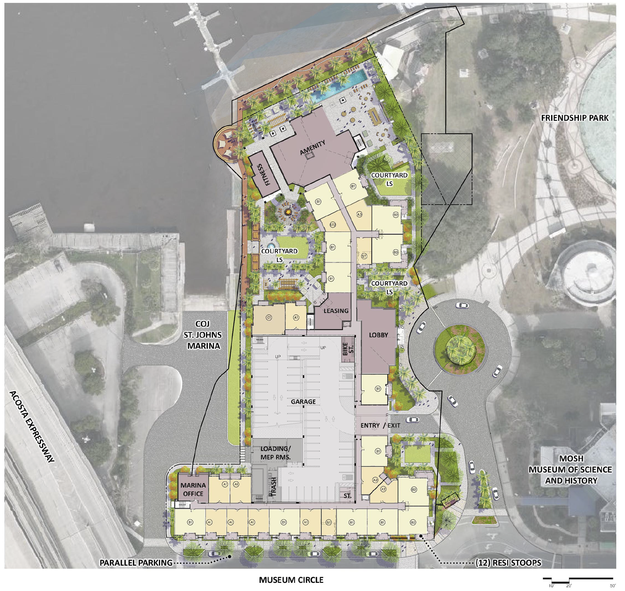 The sity plan for RD River City Brewery apartments.