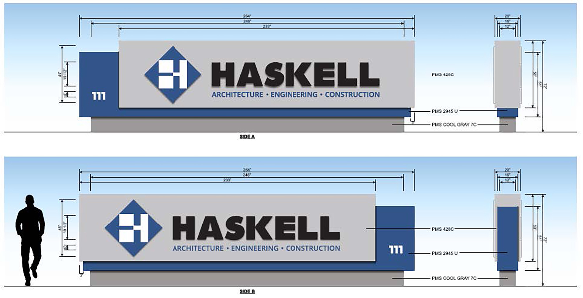 The  6-by-22-foot Haskell sign.
