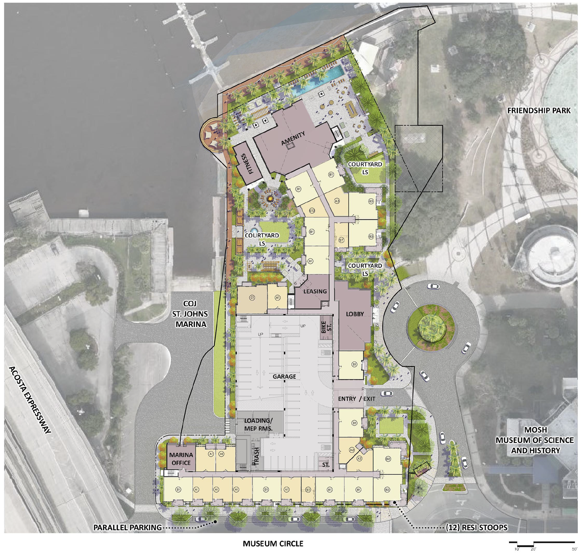 The site plan for RD River City Brewery apartments.