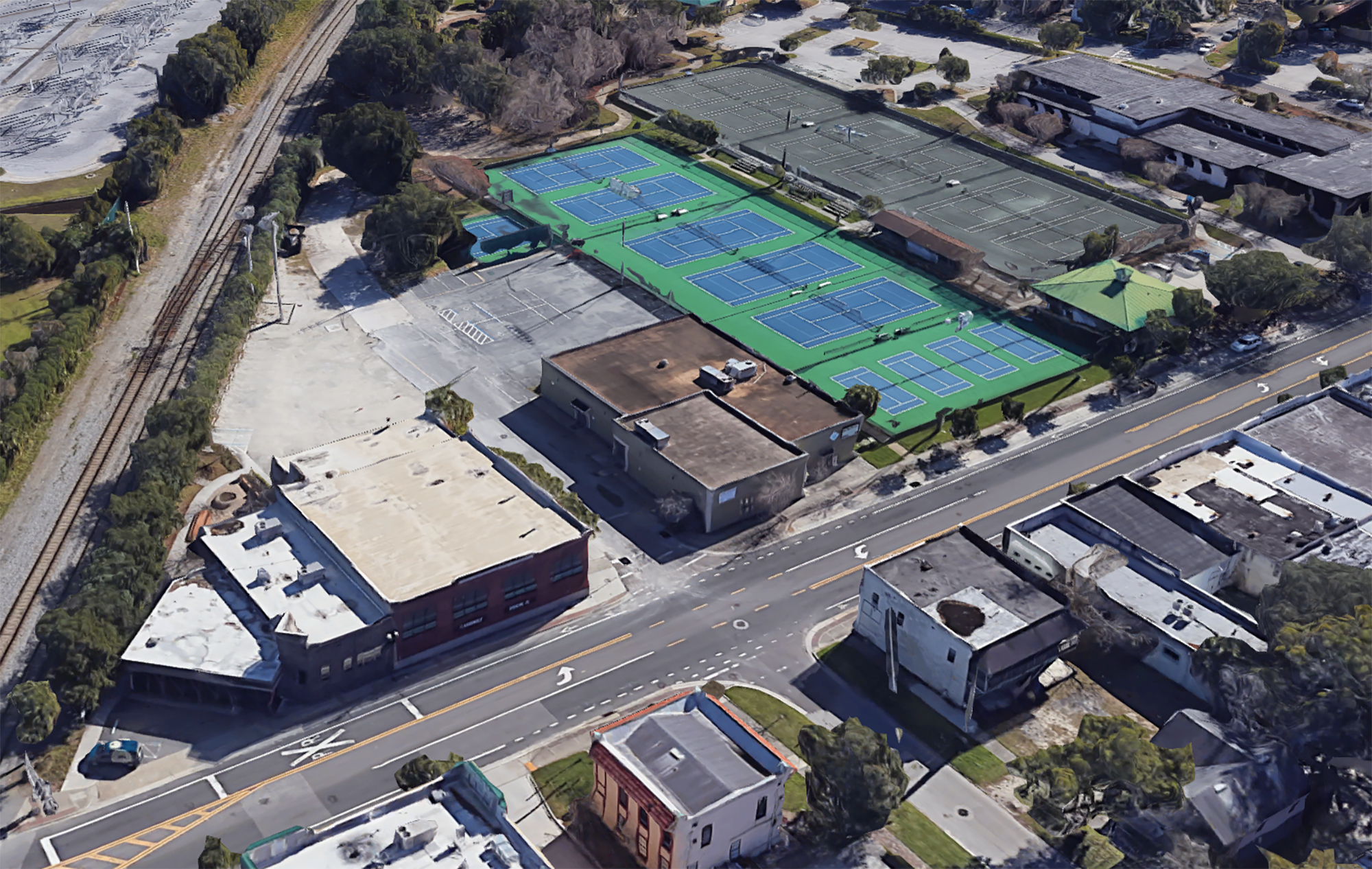 The building is adjacent to the Southside Park tennis center. (Google)