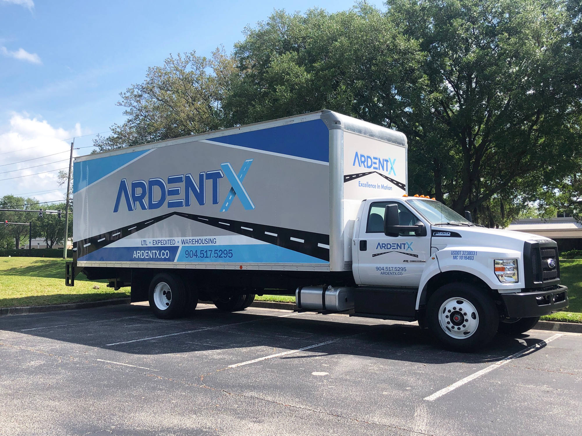 ArdentX’s box truck in the parking lot at 95 Corporate Center, the current headquarters. The company wants to have at least five for local work and expedited shipments.
