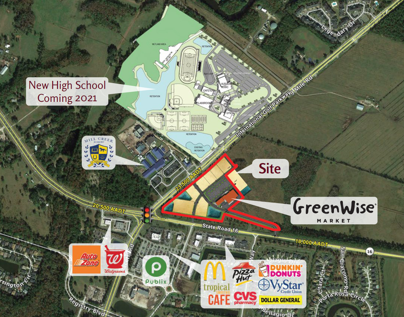 The Greenwise is planned at 170 Village Commons Drive in Parkway Village at St. Johns at Florida 16 and International Golf Parkway in World Commerce Center.