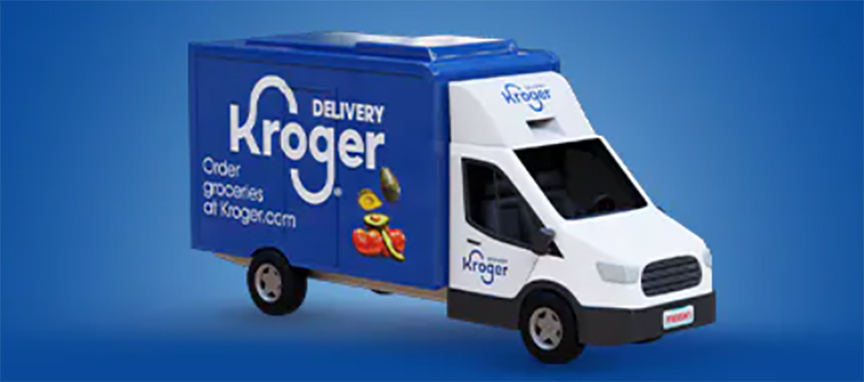 A banner ad at the top of the Kroger home page says Kroger Fresh Delivery is coming soon.