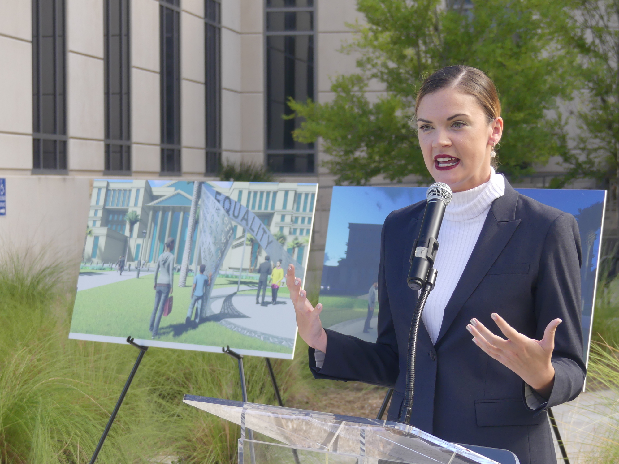 Diana Donovan, executive director of the Cultural Council of Greater Jacksonville, unveiled the design for the Duval County Courthouse Art in Public Places installation at a news conference June 1 at the courthouse.