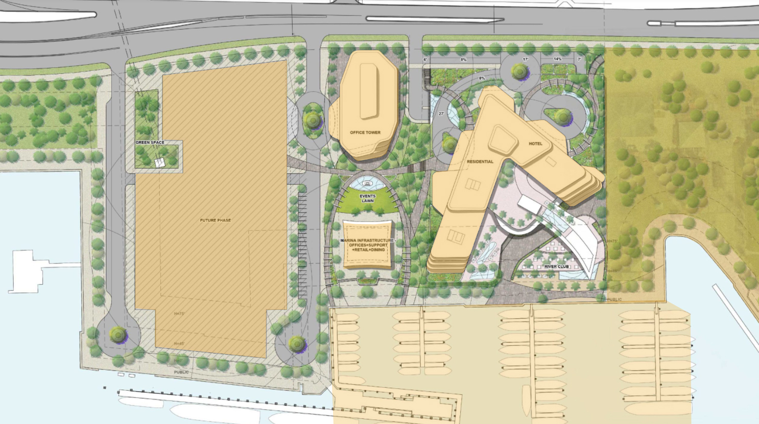 A map of the Shipyards development shows the second phase of the development to the west of the first phase.
