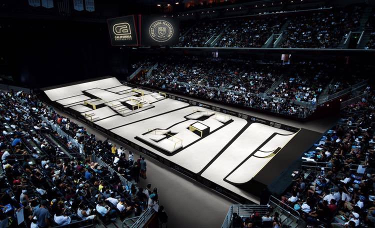 The layout for the Street League Skateboarding World A skateboard competes at the SLS World Championship in Rio de Janeiro in 20188.