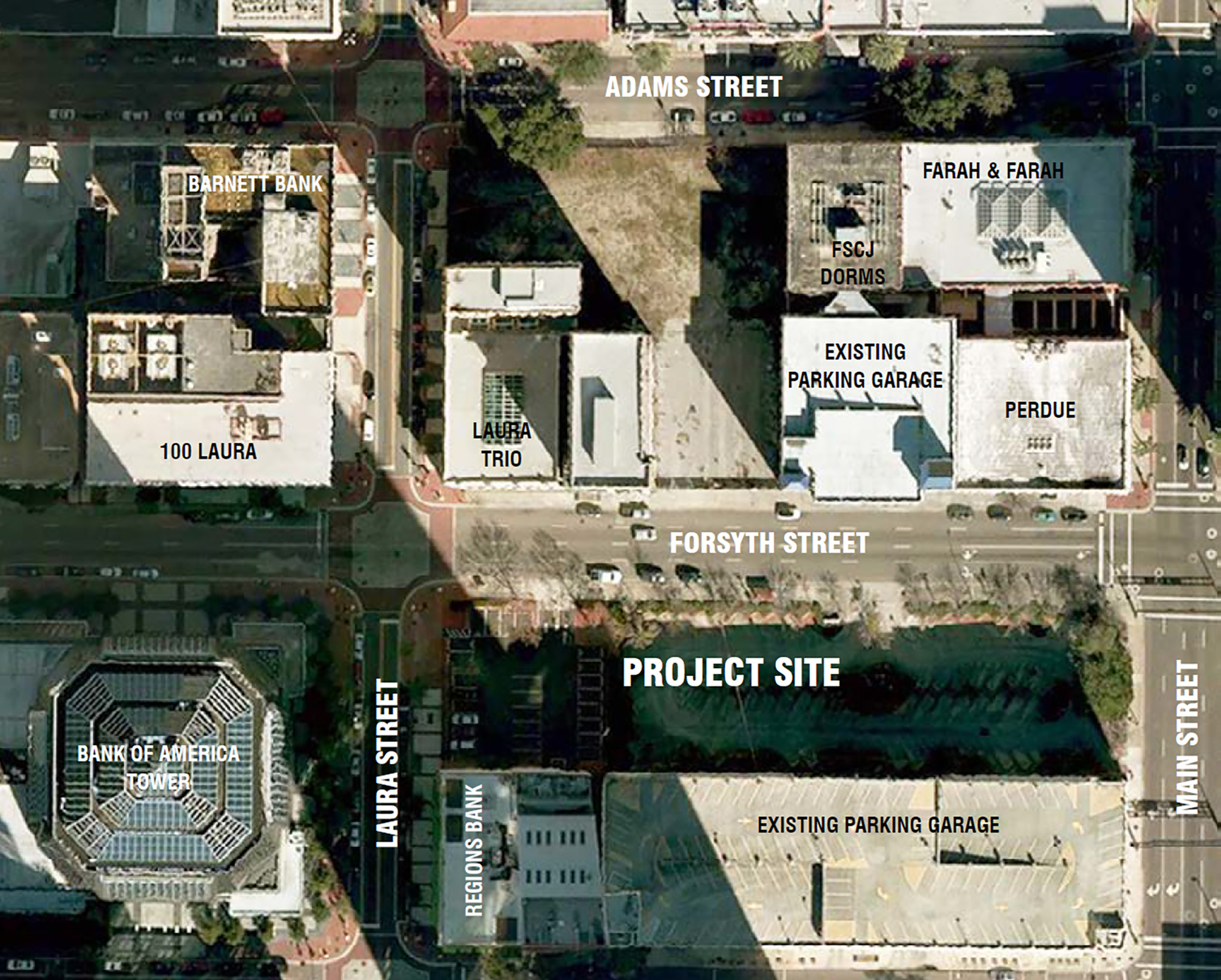 The new VyStar parking garage is planned at 28 W. Forsyth St. Downtown.