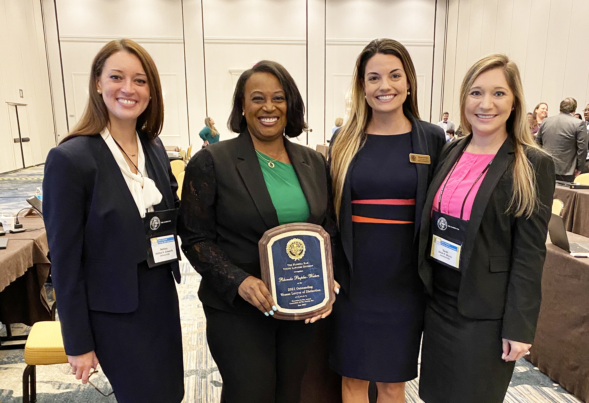 The Florida Bar Young Lawyers Division 4th Circuit Governor Ashlea Edwards; Duval County Judge Rhonda Peoples-Waters; and YLD 4th Circuit Governors Valeen Arena and Sarah Morris.