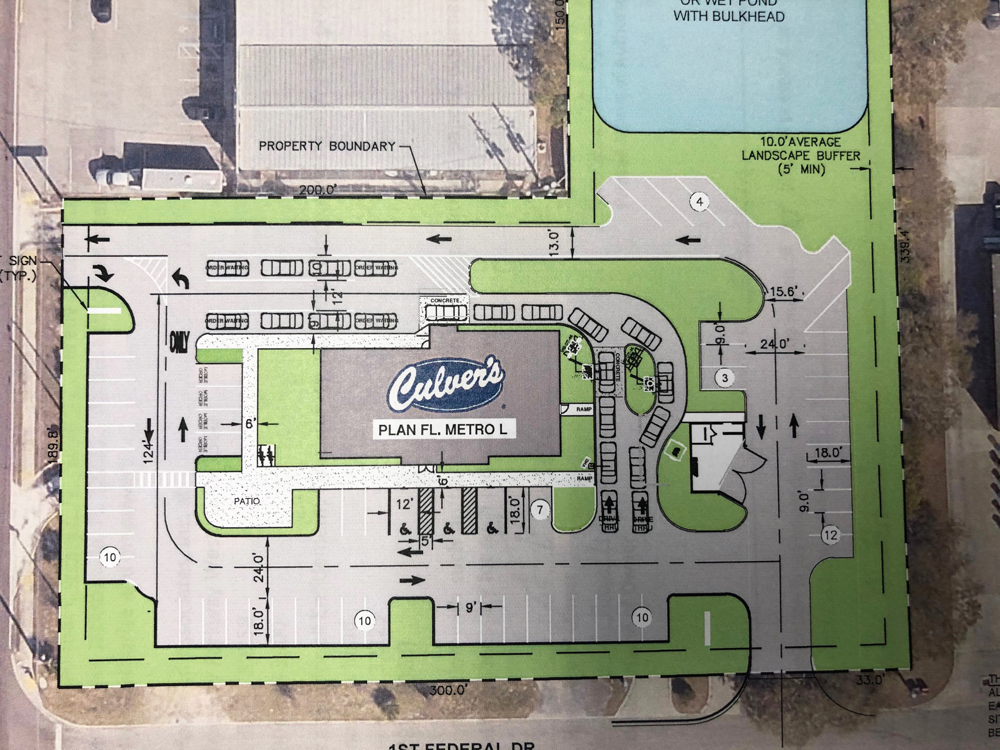 The site plan for the Regency Culver's.