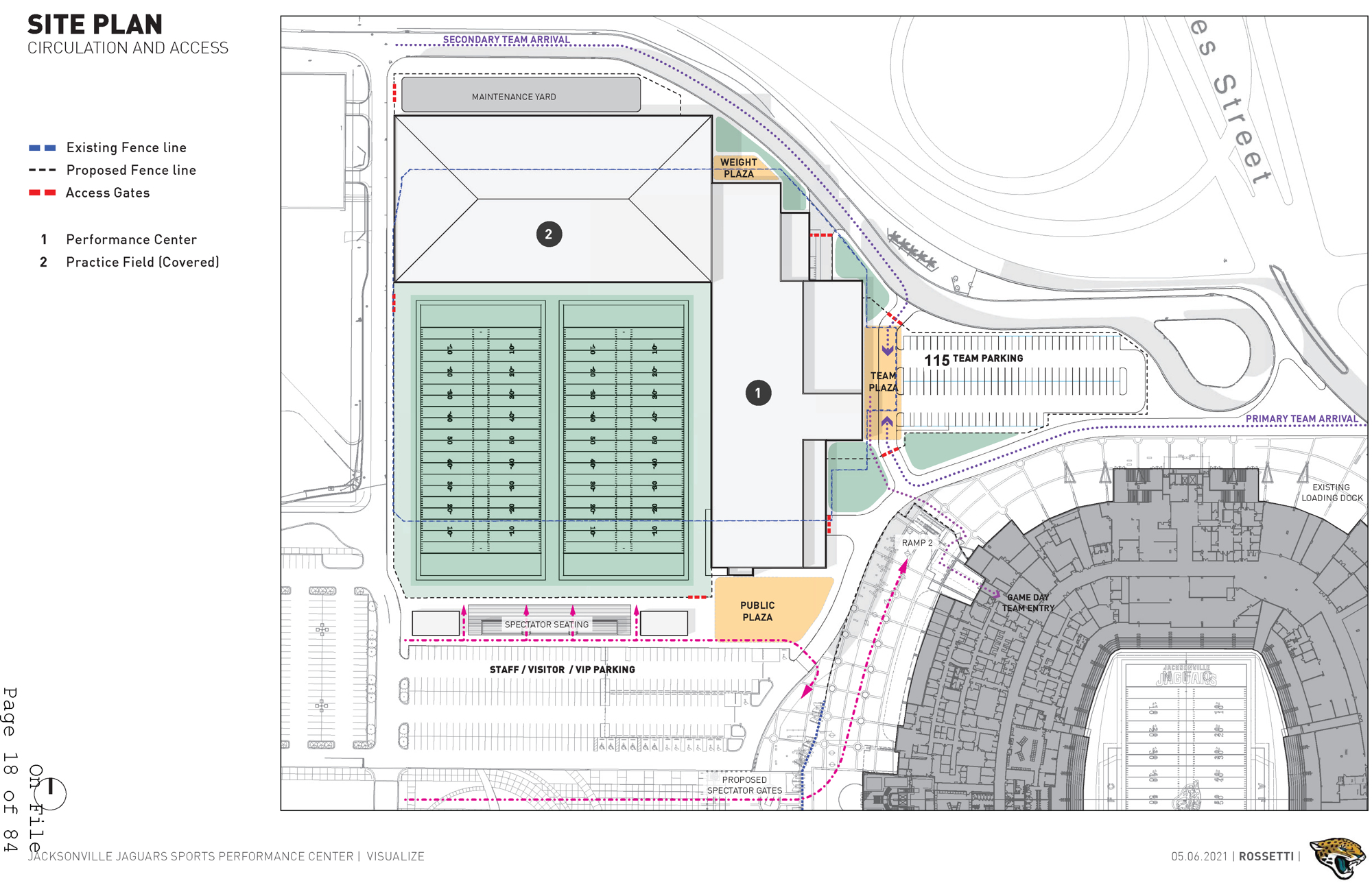The site plan for the football performance center.