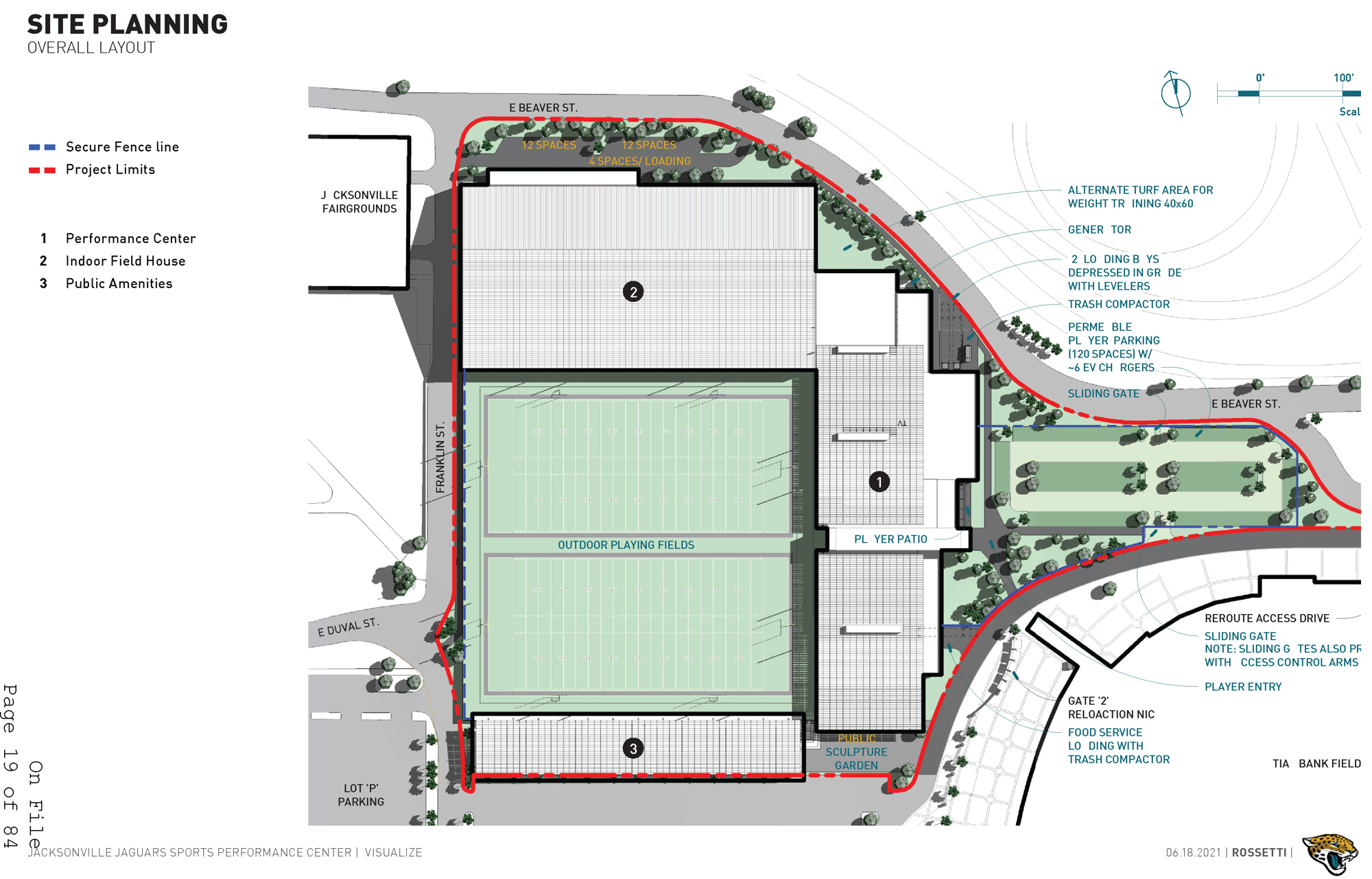 The site planning map for the football performance center.