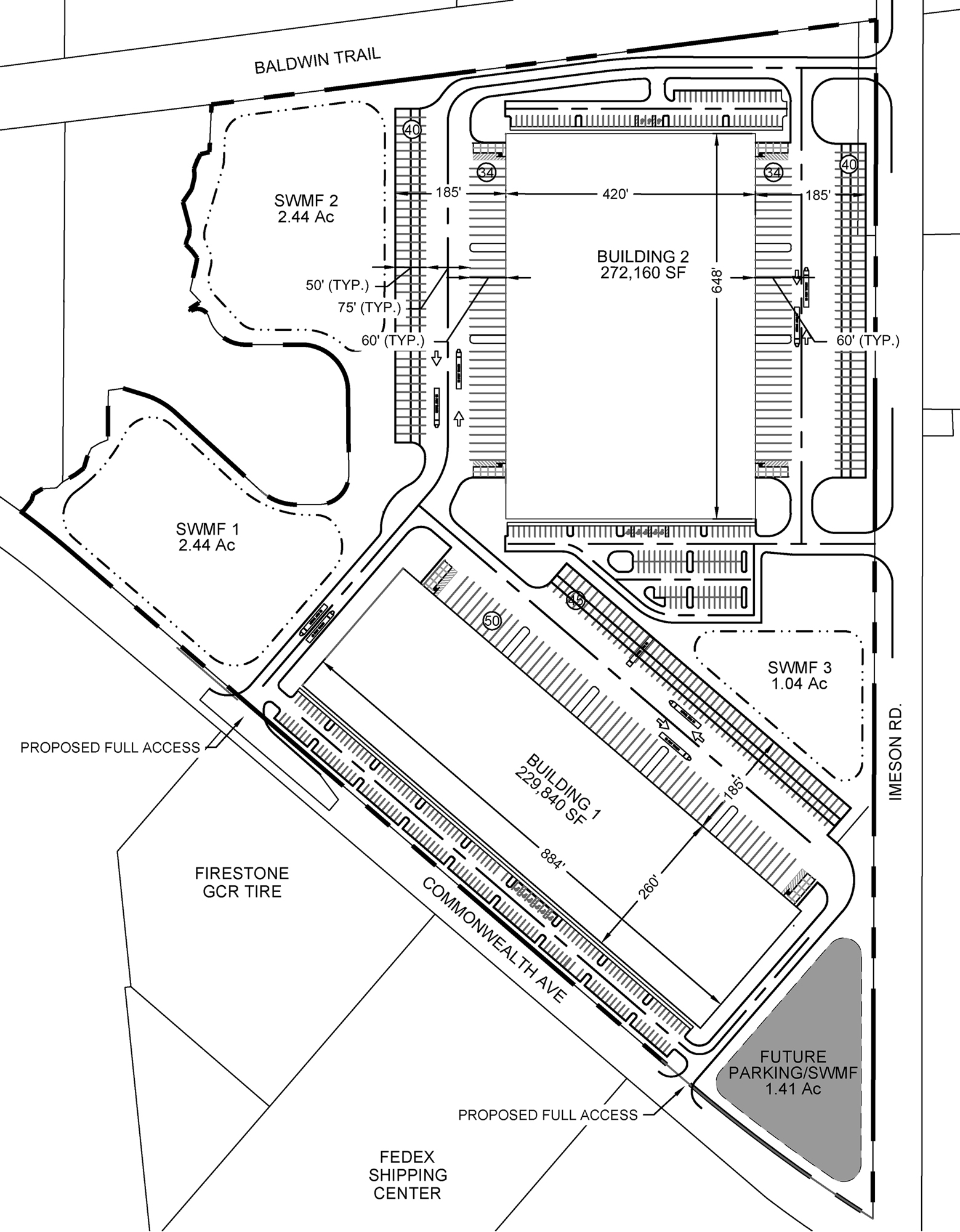 The site plan for the park at northwest Imeson Road and Commonwealth Avenue.