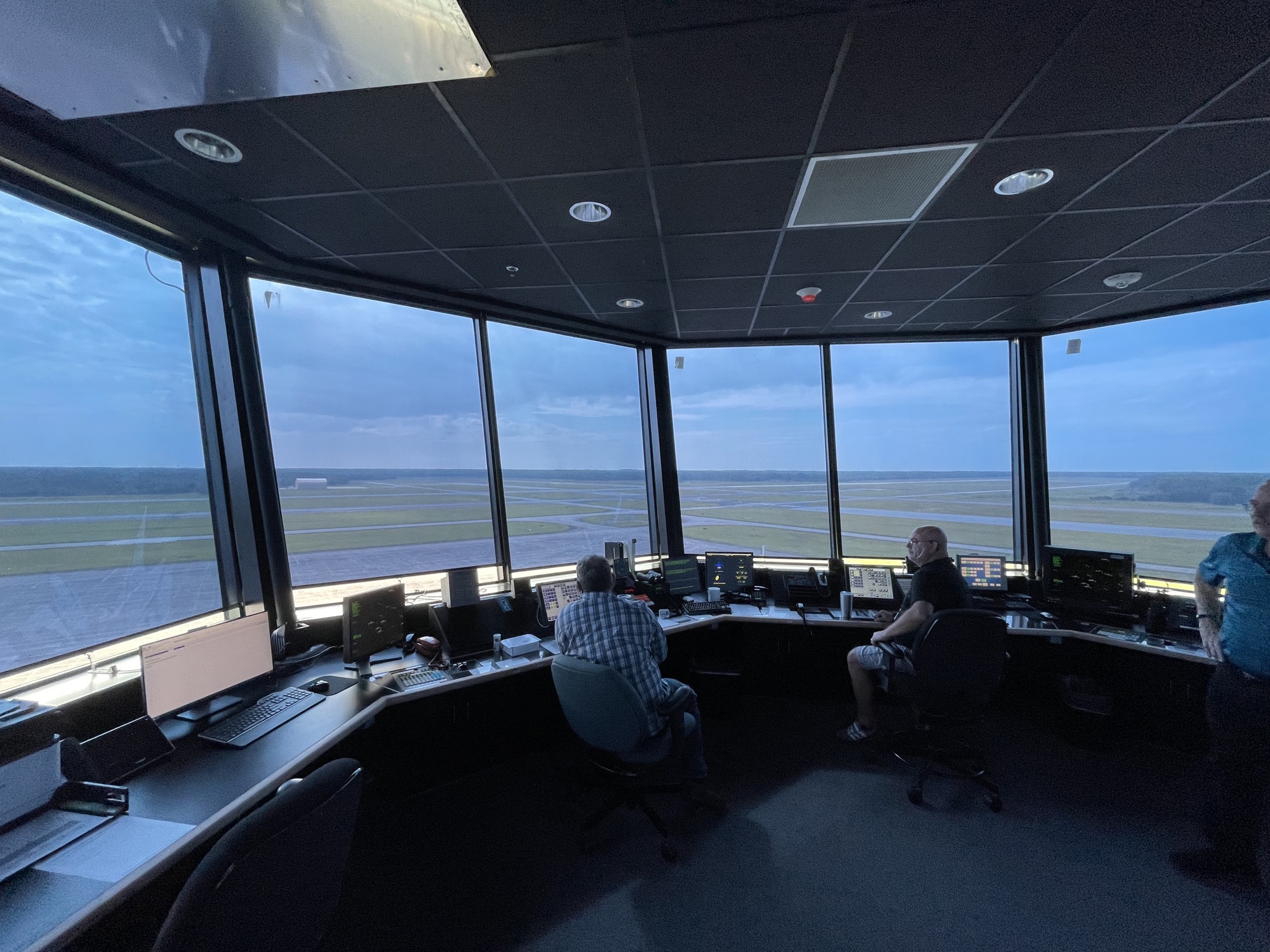 The mission control center atop the Cecil Spaceport tower.